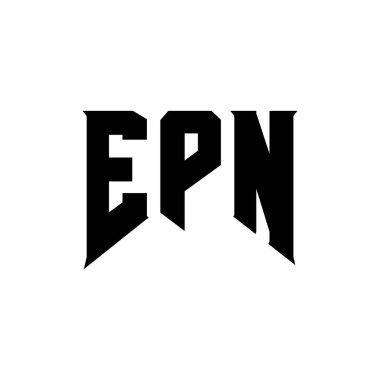 Teknoloji şirketi için EPN harf logosu tasarımı. EPN logo tasarımı siyah ve beyaz renk kombinasyonu. EPN logosu, EPN vektörü, EPN tasarımı, EPN simgesi, EPN alfabesi. EPN tipografi logosu tasarımı
