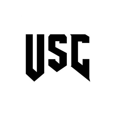 Teknoloji şirketi için USC mektup logosu tasarımı. USC logo tasarımı siyah ve beyaz renk kombinasyonu. USC logosu, USC vektörü, USC tasarımı, USC simgesi, USC alfabesi. USC tipografi logosu tasarımı