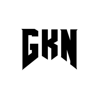 Teknoloji şirketi için GKN harf logosu tasarımı. GKN logo tasarımı siyah ve beyaz renk kombinasyonu. GKN logosu, GKN vektörü, GKN tasarımı, GKN simgesi, GKN alfabesi. GKN tipografi logosu tasarımı