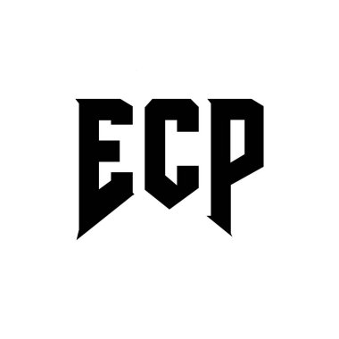 Teknoloji şirketi için ECP harf logosu tasarımı. ECP logo tasarımı siyah ve beyaz renk kombinasyonu. ECP logosu, ECP vektörü, ECP tasarımı, ECP simgesi, ECP alfabesi. ECP tipografi logosu tasarımı