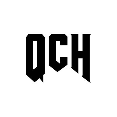 Teknoloji şirketi için QCH harf logosu tasarımı. QCH logo tasarımı siyah ve beyaz renk kombinasyonu. QCH logosu, QCH vektörü, QCH tasarımı, QCH simgesi, QCH alfabesi. QCH tipografi logosu tasarımı