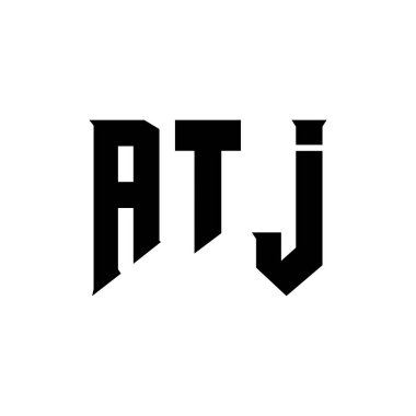 ATJ letter logo design for technology company. ATJ logo design black and white color combination. ATJ logo, ATJ vector, ATJ design, ATJ icon, ATJ alphabet. ATJ typography logo design. clipart