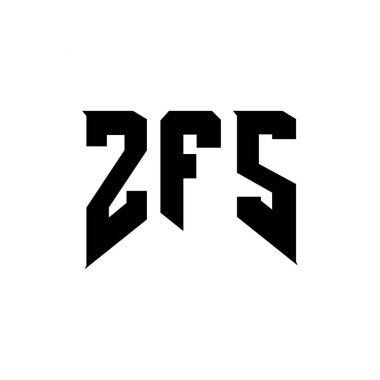 ZFS letter logo design for technology company. ZFS logo design black and white color combination. ZFS logo, ZFS vector, ZFS design, ZFS icon, ZFS alphabet. ZFS typography logo design clipart