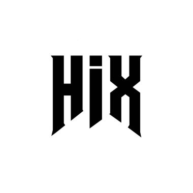 Teknoloji şirketi için HIX mektup logosu tasarımı. HIX logo tasarımı siyah ve beyaz renk kombinasyonu. HIX logosu, HIX vektörü, HIX dizaynı, HIX simgesi, HIX alfabesi. HIX tipografi logo tasarımı