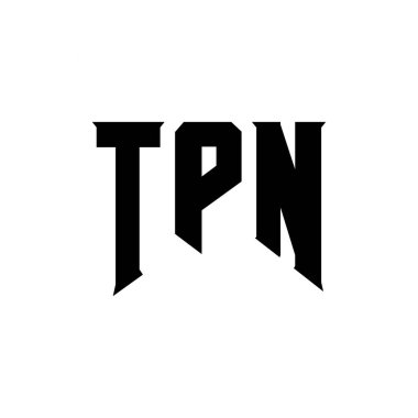 Teknoloji şirketi için TPN harf logosu tasarımı. TPN logo tasarımı siyah ve beyaz renk kombinasyonu. TPN logosu, TPN vektörü, TPN tasarımı, TPN simgesi, TPN alfabesi. TPN tipografi logosu tasarımı