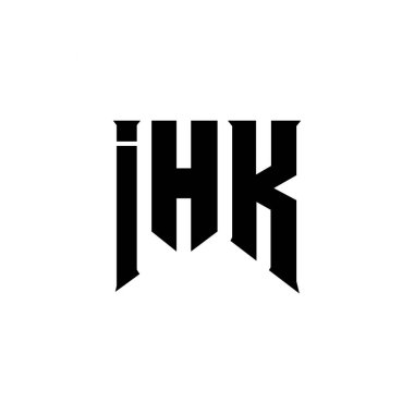 Teknoloji şirketi için IHK mektup logosu tasarımı. IHK logo tasarımı siyah ve beyaz renk kombinasyonu. IHK logosu, IHK vektörü, IHK tasarımı, IHK simgesi, IHK alfabesi. IHK tipografi logosu tasarımı
