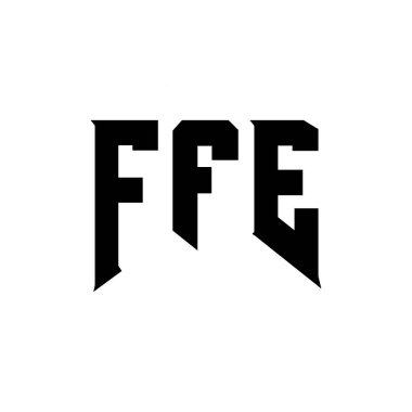 Teknoloji şirketi için FFE mektup logosu tasarımı. FFE logo tasarımı siyah ve beyaz renk kombinasyonu. FFE logosu, FFE vektörü, FFE tasarımı, FFE simgesi, FFE alfabesi. FFE tipografi logosu tasarımı