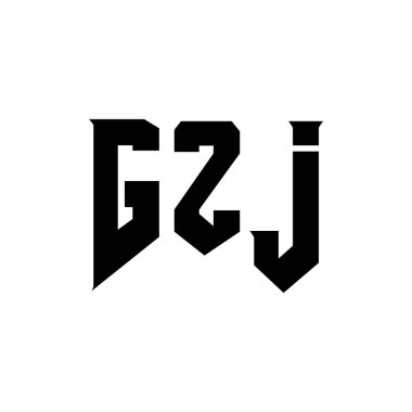 Teknoloji şirketi için GZJ harf logosu tasarımı. GZJ logo tasarımı siyah ve beyaz renk kombinasyonu. GZJ logosu, GZJ vektörü, GZJ tasarımı, GZJ simgesi, GZJ alfabesi. GZJ tipografi logo tasarımı