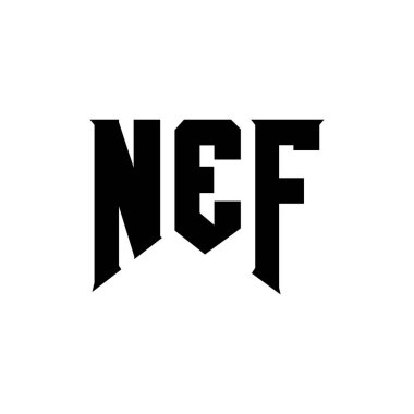 Teknoloji şirketi için NEF mektup logosu tasarımı. NEF logosu siyah ve beyaz renk kombinasyonu tasarladı. NEF logosu, NEF vektörü, NEF tasarımı, NEF simgesi, NEF alfabesi. NEF tipografi logosu tasarımı