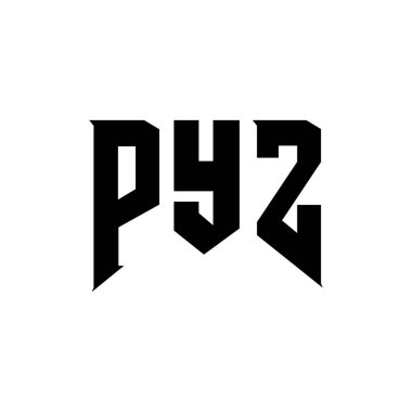 Teknoloji şirketi için PYZ harf logosu tasarımı. PYZ logo tasarımı siyah ve beyaz renk kombinasyonu. PYZ logosu, PYZ vektörü, PYZ tasarımı, PYZ simgesi, PYZ alfabesi. PYZ tipografi logosu tasarımı