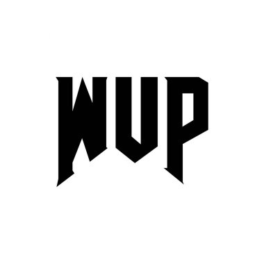 Teknoloji şirketi için WUP mektup logosu tasarımı. WUP logo tasarımı siyah ve beyaz renk kombinasyonu. WUP logosu, WUP vektörü, WUP tasarımı, WUP simgesi, WUP alfabesi. WUP tipografi logosu tasarımı
