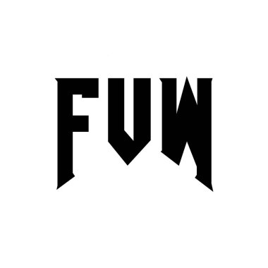 Teknoloji şirketi için FVW harf logosu tasarımı. FVW logo tasarımı siyah ve beyaz renk kombinasyonu. FVW logosu, FVW vektörü, FVW tasarımı, FVW simgesi, FVW alfabesi. FVW tipografi logosu tasarımı