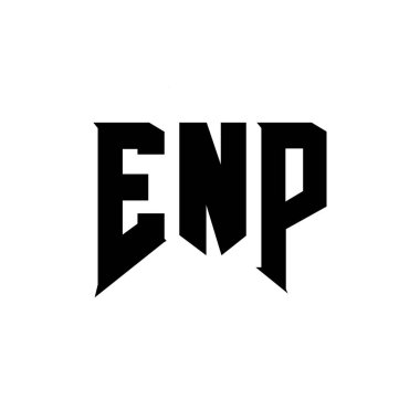 Teknoloji şirketi için ENP mektup logosu tasarımı. ENP logo tasarımı siyah ve beyaz renk kombinasyonu. ENP logosu, ENP vektörü, ENP tasarımı, ENP simgesi, ENP alfabesi. ENP tipografi logosu tasarımı