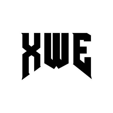 Teknoloji şirketi için XWE mektup logosu tasarımı. XWE logosu siyah-beyaz renk kombinasyonu tasarladı. XWE logosu, XWE vektörü, XWE tasarımı, XWE simgesi, XWE alfabesi. XWE tipografi logosu tasarımı