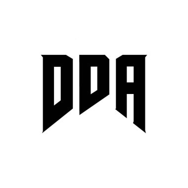 Teknoloji şirketi için DDA mektup logosu tasarımı. DDA logo tasarımı siyah-beyaz renk kombinasyonu. DDA logosu, DDA vektörü, DDA tasarımı, DDA simgesi, DDA alfabesi. DDA tipografi logosu tasarımı