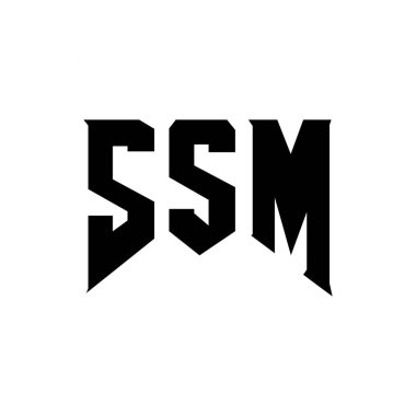 Teknoloji şirketi için SSM mektup logosu tasarımı. SSM logo tasarımı siyah ve beyaz renk kombinasyonu. SSM logosu, SSM vektörü, SSM tasarımı, SSM simgesi, SSM alfabesi. SSM tipografi logosu tasarımı