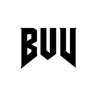Teknoloji şirketi için BUV mektup logosu tasarımı. BUV logosu siyah-beyaz renk kombinasyonu tasarladı. BUV logosu, BUV vektörü, BUV tasarımı, BUV simgesi, BUV alfabesi. BUV tipografi logosu tasarımı.