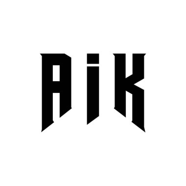 Teknoloji şirketi için AIK mektup logosu tasarımı. AIK logo tasarımı siyah-beyaz renk kombinasyonu. AIK logosu, AIK vektörü, AIK tasarımı, AIK simgesi, AIK alfabesi. AIK tipografi logosu tasarımı.