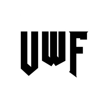 Teknoloji şirketi için UWF mektup logosu tasarımı. UWF logo tasarımı siyah ve beyaz renk kombinasyonu. UWF logosu, UWF vektörü, UWF tasarımı, UWF simgesi, UWF alfabesi. UWF tipografi logosu tasarımı