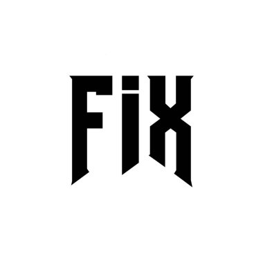 Teknoloji şirketi için FIX mektup logosu tasarımı. FIX logo tasarımı siyah ve beyaz renk kombinasyonu. Fix logosu, FIX vektörü, FIX tasarımı, FIX simgesi, FIX alfabesi. FIX tipografi logosu tasarımı