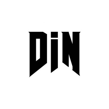 Teknoloji şirketi için DIN mektup logosu tasarımı. DIN logo tasarımı siyah ve beyaz renk kombinasyonu. DIN logosu, DIN vektörü, DIN tasarımı, DIN simgesi, DIN alfabesi. DIN tipografi logosu tasarımı