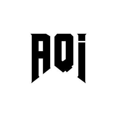 Teknoloji şirketi için AQI harf logosu tasarımı. El Kaide logosu siyah beyaz kombinasyon dizaynı. El Kaide logosu, AQI vektörü, El Kaide tasarımı, El Kaide simgesi, El Kaide alfabesi. AQI tipografi logosu tasarımı.