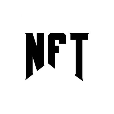 Teknoloji şirketi için NFT harf logosu tasarımı. NFT logo tasarımı siyah ve beyaz renk kombinasyonu. NFT logosu, NFT vektörü, NFT tasarımı, NFT simgesi, NFT alfabesi. NFT tipografi logosu tasarımı