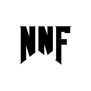 Teknoloji şirketi için NNF mektup logosu tasarımı. NNF logo tasarımı siyah ve beyaz renk kombinasyonu. NNF logosu, NNF vektörü, NNF tasarımı, NNF simgesi, NNF alfabesi. NNF tipografi logosu tasarımı