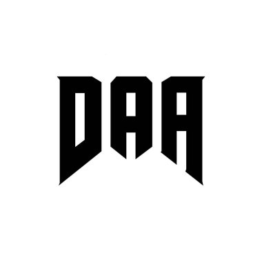 Teknoloji şirketi için DAA mektup logosu tasarımı. DAA logo tasarımı siyah-beyaz renk kombinasyonu. DAA logosu, DAA vektörü, DAA tasarımı, DAA simgesi, DAA alfabesi. DAA tipografi logosu tasarımı