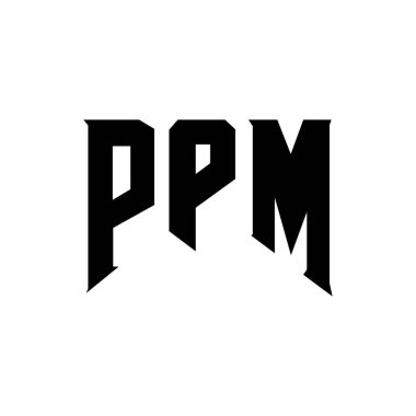 Teknoloji şirketi için PPM mektup logosu tasarımı. PPM logo tasarımı siyah ve beyaz renk kombinasyonu. PPM logosu, PPM vektörü, PPM tasarımı, PPM simgesi, PPM alfabesi. PPM tipografi logosu tasarımı
