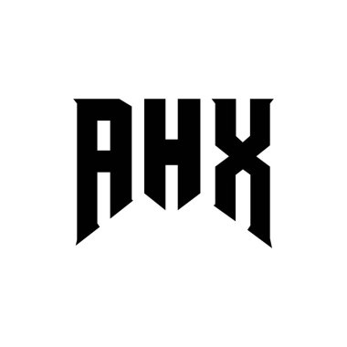 Teknoloji şirketi için AHX harf logosu tasarımı. AHX logo tasarımı siyah ve beyaz renk kombinasyonu. AHX logosu, AHX vektörü, AHX tasarımı, AHX simgesi, AHX alfabesi. AHX tipografi logosu tasarımı.