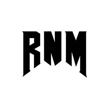 Teknoloji şirketi için RNM mektup logosu tasarımı. RNM logo tasarımı siyah ve beyaz renk kombinasyonu. RNM logosu, RNM vektörü, RNM tasarımı, RNM simgesi, RNM alfabesi. RNM tipografi logosu tasarımı