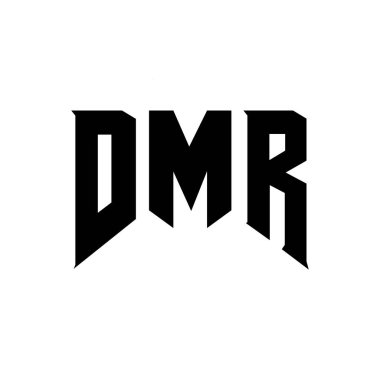 DMR letter logo design for technology company. DMR logo design black and white color combination. DMR logo, DMR vector, DMR design, DMR icon, DMR alphabet. DMR typography logo design clipart