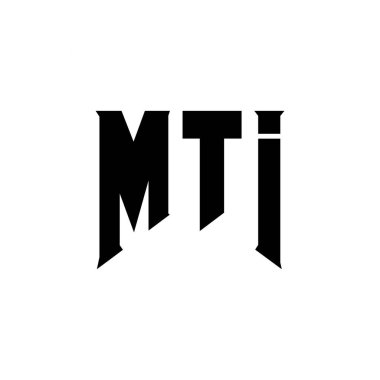 Teknoloji şirketi için MTI harf logosu tasarımı. MTI logo tasarımı siyah ve beyaz renk kombinasyonu. MTI logosu, MTI vektörü, MTI tasarımı, MTI simgesi, MTI alfabesi. MTI tipografi logosu tasarımı