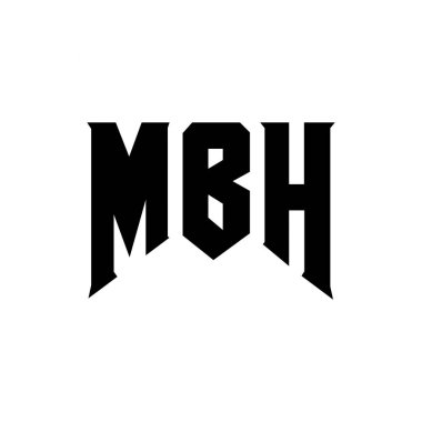 Teknoloji şirketi için MBH mektup logosu tasarımı. MBH logo tasarımı siyah-beyaz renk kombinasyonu. MBH logosu, MBH vektörü, MBH tasarımı, MBH simgesi, MBH alfabesi. MBH tipografi logosu tasarımı