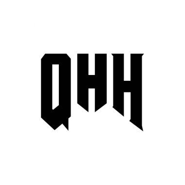 Teknoloji şirketi için QHH harf logosu tasarımı. QHH logo tasarımı siyah ve beyaz renk kombinasyonu. QHH logosu, QHH vektörü, QHH dizaynı, QHH simgesi, QHH alfabesi. QHH tipografi logosu tasarımı
