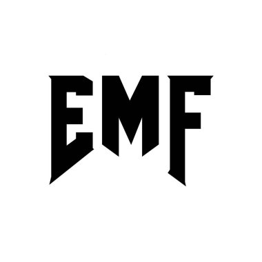 Teknoloji şirketi için EMF mektup logosu tasarımı. EMF logosu siyah ve beyaz renk kombinasyonu tasarladı. EMF logosu, EMF vektörü, EMF tasarımı, EMF simgesi, EMF alfabesi. EMF tipografi logosu tasarımı