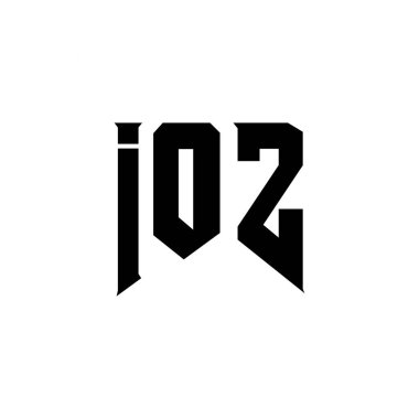 Teknoloji şirketi için IOZ harf logosu tasarımı. IOZ logo tasarımı siyah ve beyaz renk kombinasyonu. IOZ logosu, IOZ vektörü, IOZ tasarımı, IOZ simgesi, IOZ alfabesi. IOZ tipografi logosu tasarımı