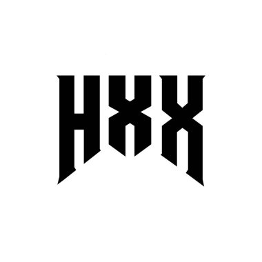 Teknoloji şirketi için HXX harf logosu tasarımı. HXX logo tasarımı siyah ve beyaz renk kombinasyonu. HXX logosu, HXX vektörü, HXX tasarımı, HXX simgesi, HXX alfabesi. HXX tipografi logosu tasarımı