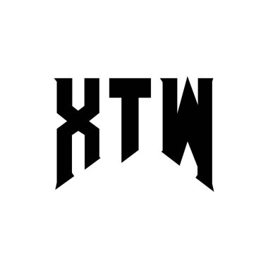 Teknoloji şirketi için XTW harf logosu tasarımı. XTW logo tasarımı siyah ve beyaz renk kombinasyonu. XTW logosu, XTW vektörü, XTW tasarımı, XTW simgesi, XTW alfabesi. XTW tipografi logosu tasarımı