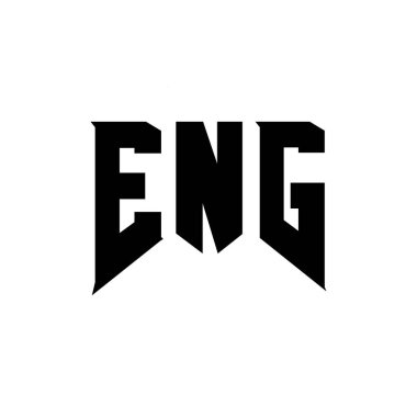 Teknoloji şirketi için ENG mektup logosu tasarımı. ENG logo tasarımı siyah ve beyaz renk kombinasyonu. ENG logosu, ENG vektörü, ENG tasarımı, ENG simgesi, ENG alfabesi. ENG tipografi logo tasarımı
