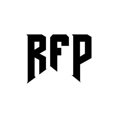 Teknoloji şirketi için RFP harf logosu tasarımı. RFP logo tasarımı siyah ve beyaz renk kombinasyonu. RFP logosu, RFP vektörü, RFP tasarımı, RFP simgesi, RFP alfabesi. RFP tipografi logosu tasarımı