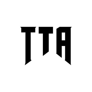 Teknoloji şirketi için TTA mektup logosu tasarımı. TTA logo tasarımı siyah-beyaz renk kombinasyonu. TTA logosu, TTA vektörü, TTA tasarımı, TTA simgesi, TTA alfabesi. TTA tipografi logosu tasarımı