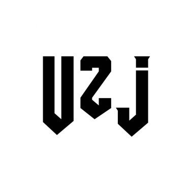Teknoloji şirketi için UZJ harf logosu tasarımı. UZJ logo tasarımı siyah ve beyaz renk kombinasyonu. UZJ logosu, UZJ vektörü, UZJ tasarımı, UZJ simgesi, UZJ alfabesi. UZJ tipografi logosu tasarımı