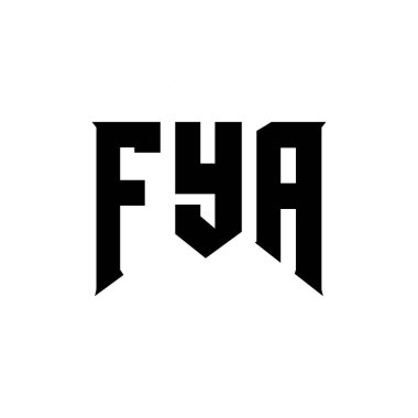 Teknoloji şirketi için FYA mektup logosu tasarımı. FYA logo tasarımı siyah-beyaz renk kombinasyonu. FYA logosu, FYA vektörü, FYA tasarımı, FYA simgesi, FYA alfabesi. FYA tipografi logo tasarımı