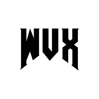 Teknoloji şirketi için WVX harf logosu tasarımı. WVX logo tasarımı siyah ve beyaz renk kombinasyonu. WVX logosu, WVX vektörü, WVX tasarımı, WVX simgesi, WVX alfabesi. WVX tipografi logosu tasarımı