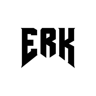 Teknoloji şirketi için ERK mektup logosu tasarımı. ERK logo tasarımı siyah ve beyaz renk kombinasyonu. ERK logosu, ERK vektörü, ERK tasarımı, ERK simgesi, ERK alfabesi. ERK tipografi logosu tasarımı