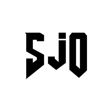 Teknoloji şirketi için SJO harf logosu tasarımı. SJO logo tasarımı siyah ve beyaz renk kombinasyonu. SJO logosu, SJO vektörü, SJO tasarımı, SJO simgesi, SJO alfabesi. SJO tipografi logosu tasarımı