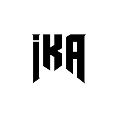 Teknoloji şirketi için IKA mektup logosu tasarımı. IKA logo tasarımı siyah ve beyaz renk kombinasyonu. IKA logosu, IKA vektörü, IKA tasarımı, IKA simgesi, IKA alfabesi. IKA tipografi logosu tasarımı