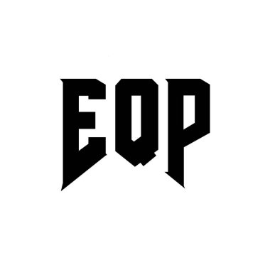 Teknoloji şirketi için EQP harf logosu tasarımı. EQP logo tasarımı siyah ve beyaz renk kombinasyonu. EQP logosu, EQP vektörü, EQP tasarımı, EQP simgesi, EQP alfabesi. EQP tipografi logosu tasarımı
